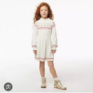 Janie and Jack Cream and Sugar Reindeer Fair Isle Sweater Dress